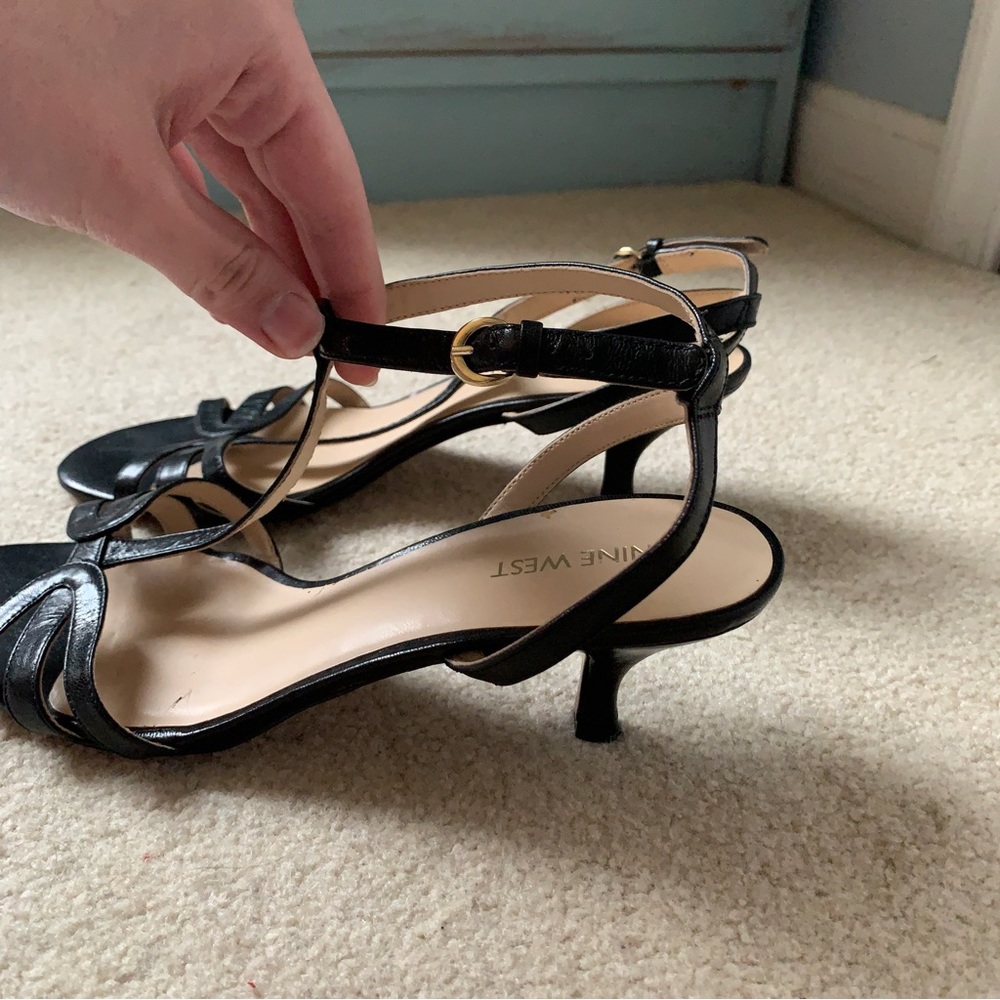 black strappy kitten heels by nine west size 9